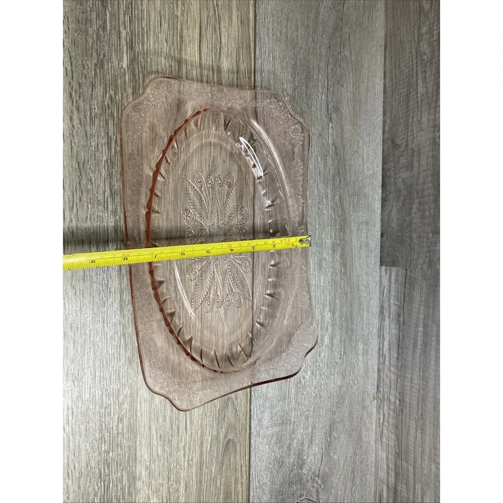 Vintage ANCHOR HOCKING PINK DEPRESSION GLASS PRINCESS PLATTER PLATE 12